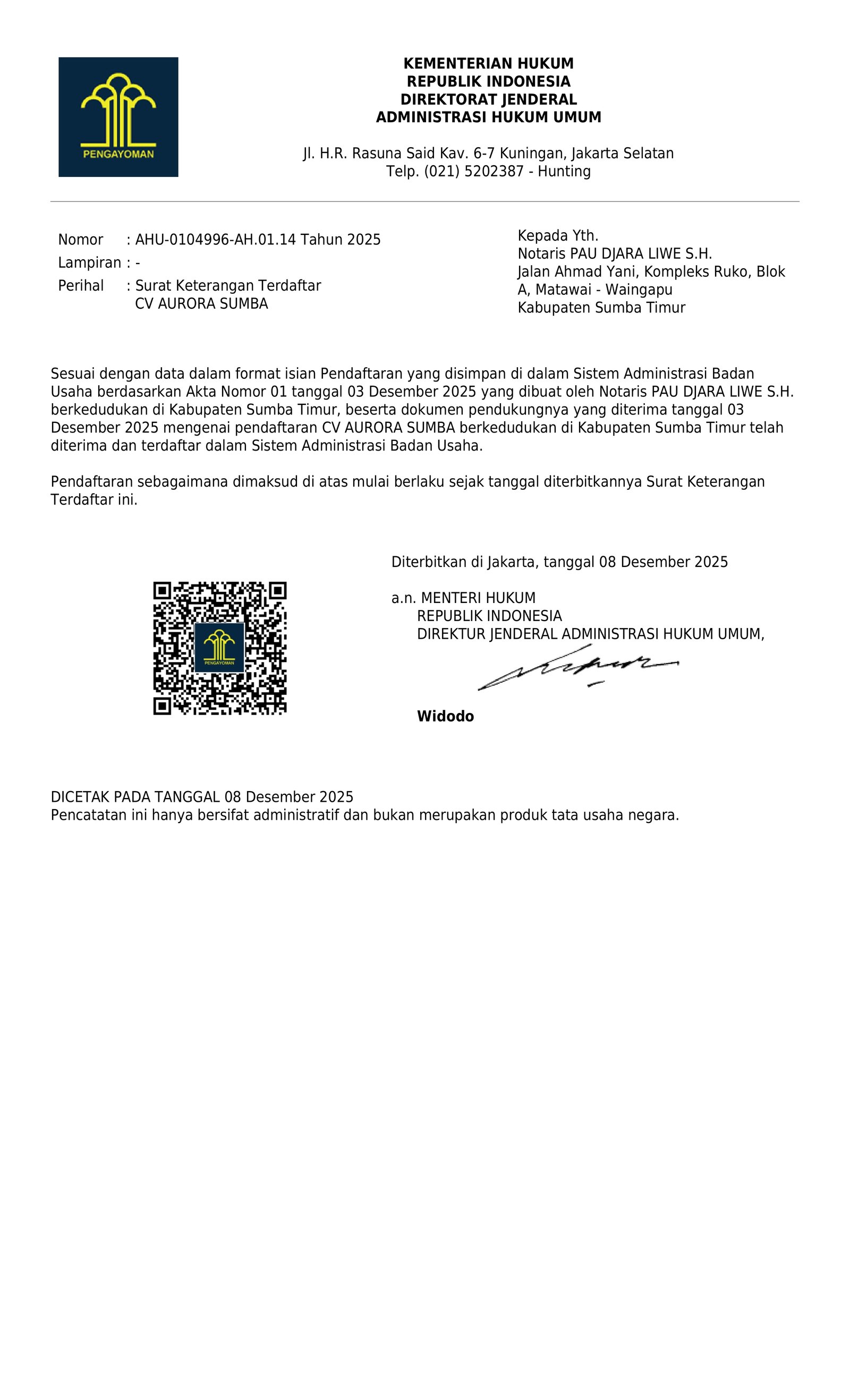 Tourism Permit